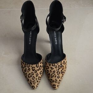 Franco Sarto Tan and Black Leopard Heels Size 10